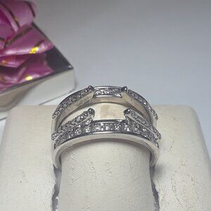 Estate .50ctw Natural Diamond Channel &raised 14Kt WG Engagement Ring Guard19758